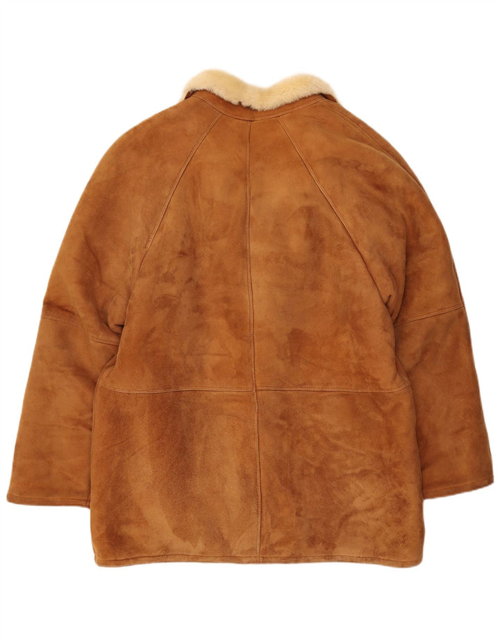 VINTAGE Mens Shearling Jacket UK 36 Small Brown Shearling