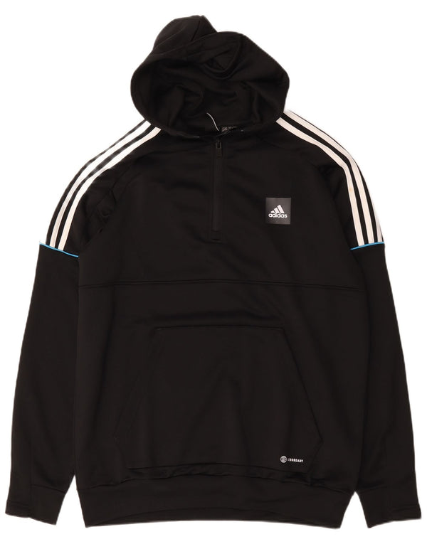 Adidas Mens Aeroready Zip Neck Hoodie Jumper Large Black Polyester