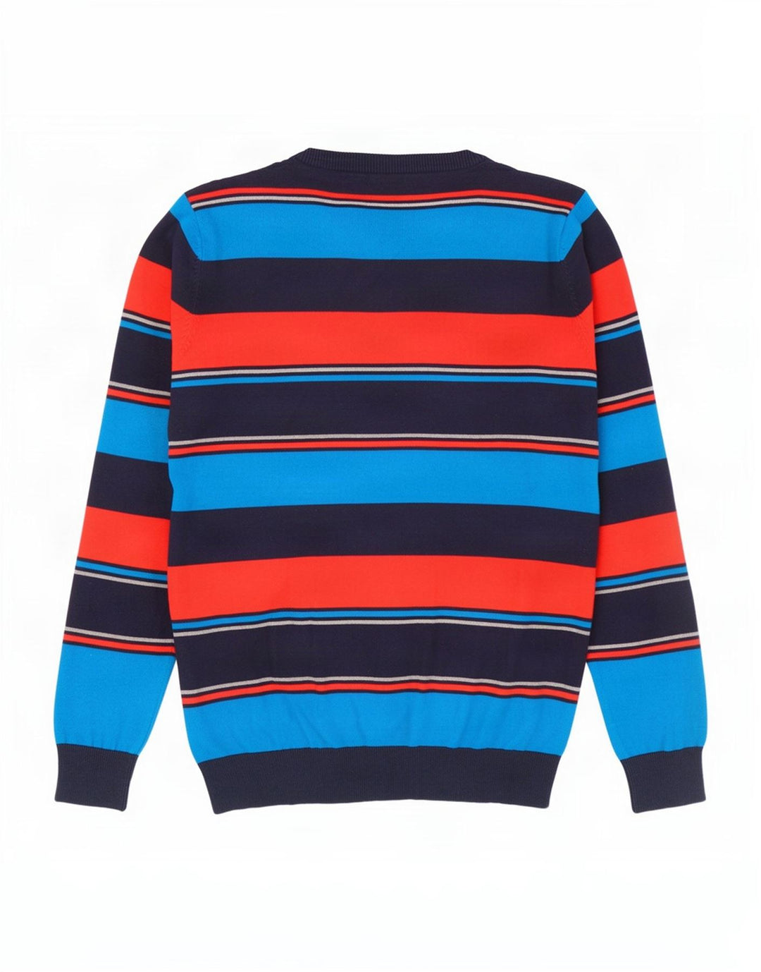 Jack & Jones Mens V-Neck Jumper Sweater Medium Multicoloured Striped Cotton