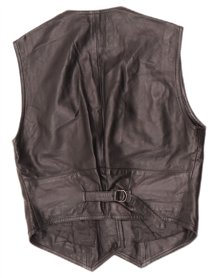 Maxime Womens Crop Leather Waistcoat IT 44 Medium Black