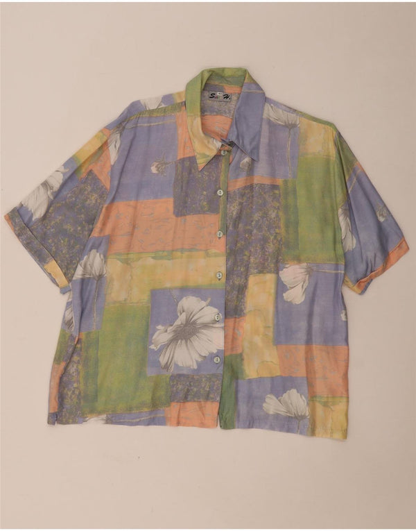 VINTAGE Womens Oversized Shirt EU 42 Large Multicoloured Patchwork