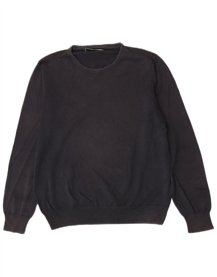 Zara Mens Crew Neck Jumper Sweater Large Black