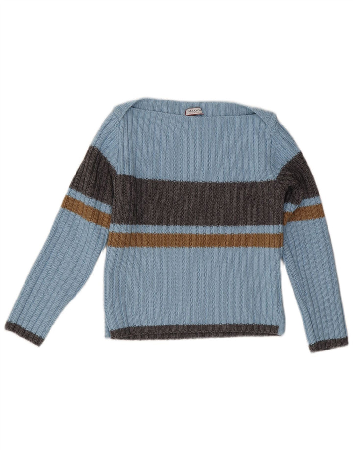 Max & Co. Womens Boat Neck Jumper Sweater UK 10 Small Blue Colourblock