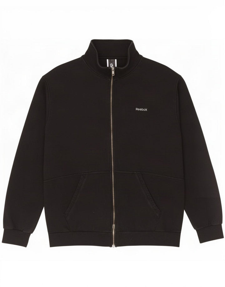 Reebok Mens Tracksuit Top Jacket Large Black Cotton
