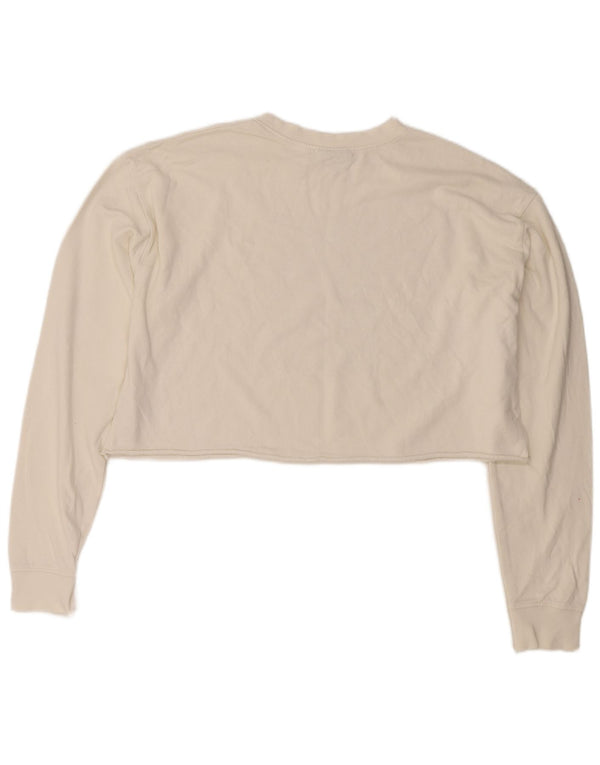 Topshop Womens Crop Oversized Sweatshirt Jumper UK 10 Small White Cotton