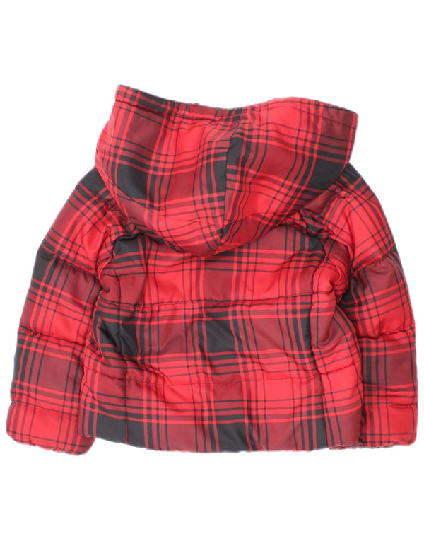Polo Ralph Lauren Girls Hooded Padded Jacket 2-3 Years Red Plaid Polyester