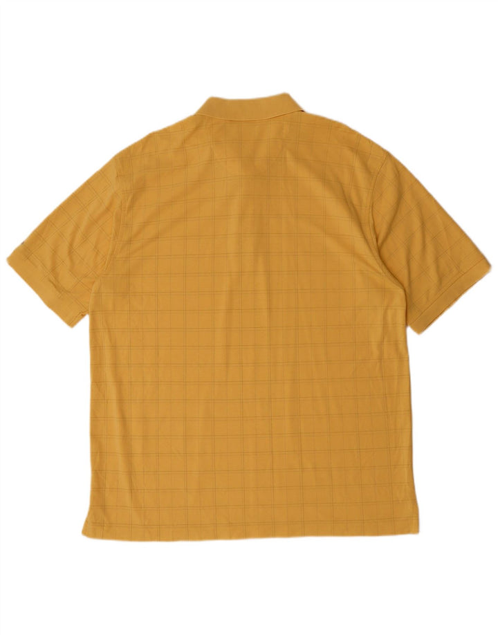 IZOD Mens Polo Shirt XL Yellow Check Cotton