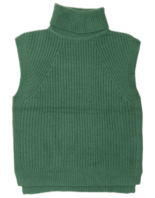 Marks & Spencer Womens Roll Neck Vest Tank Top UK 10 Small Green Acrylic