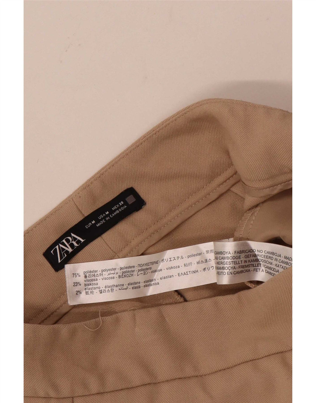 ZARA Womens Wide Leg Cropped Trousers Medium W28 L24 Beige Polyester