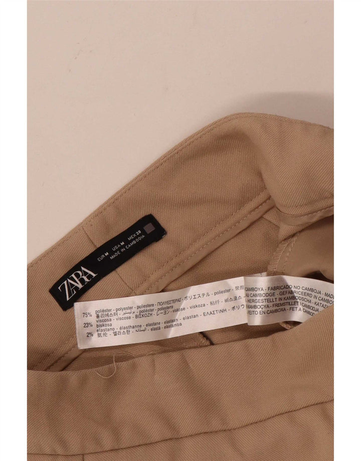 ZARA Womens Wide Leg Cropped Trousers Medium W28 L24 Beige Polyester