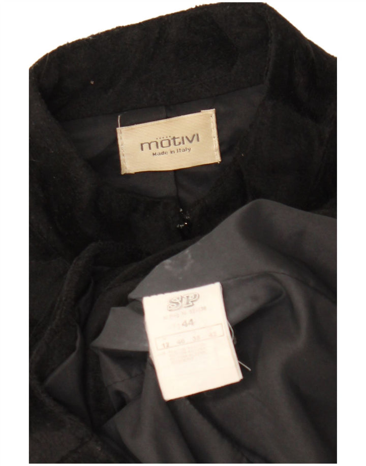 MOTIVI Womens Crop Fleece Jacket IT 44 Medium Black Animal Print Polyester