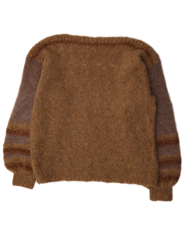 VINTAGE Womens Boat Neck Jumper Sweater UK 18 XL Brown Striped
