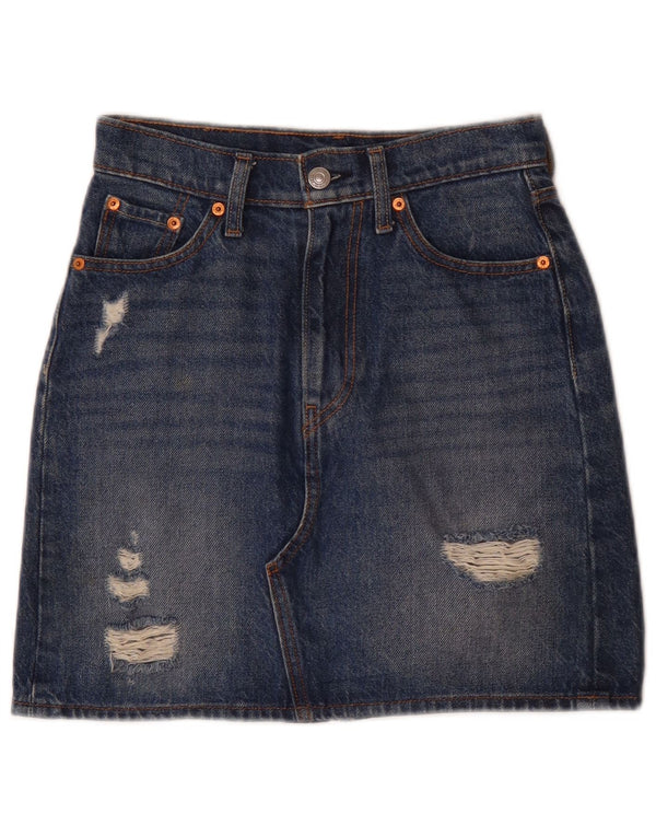Levi's Womens Distressed Denim Skirt W24 XS Blue Cotton