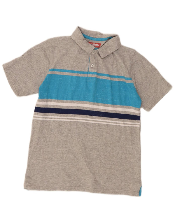 Wrangler Boys Polo Shirt 10-11 Years Large Grey Colourblock Cotton