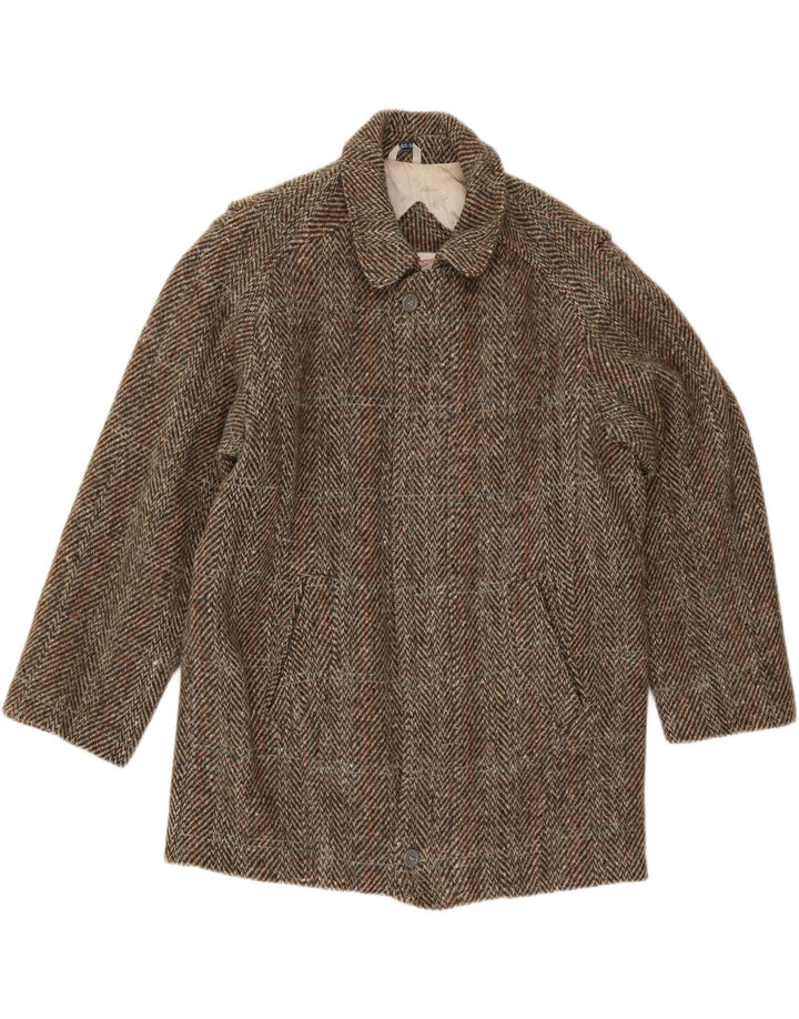 FACIBA Mens Overcoat IT 50 Large Brown Herringbone Wool