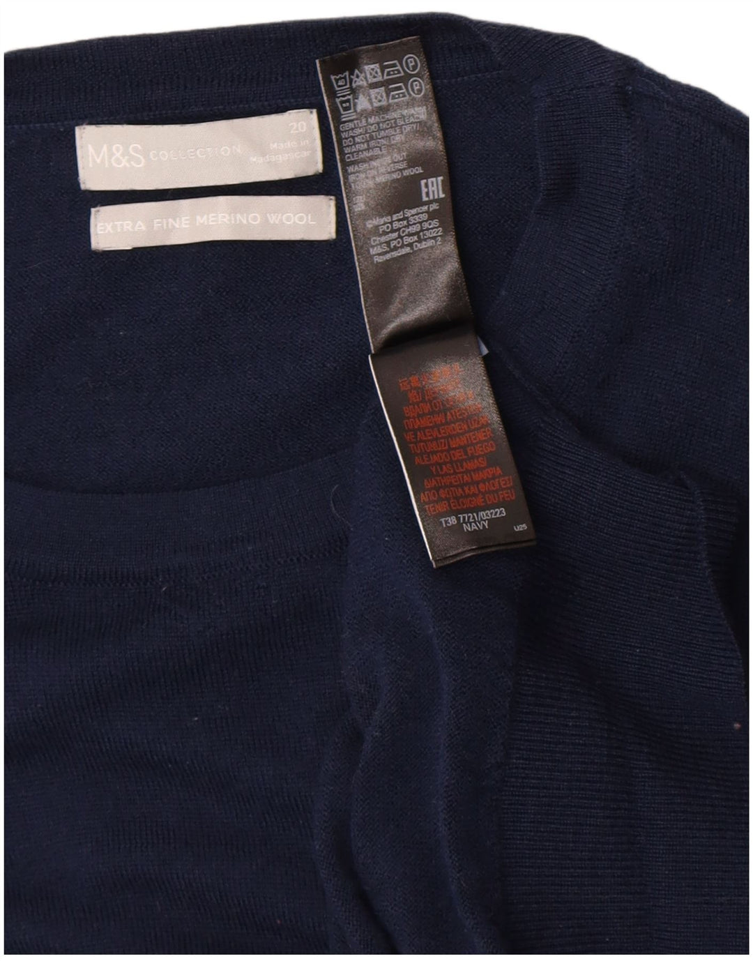 Marks & Spencer Womens Crew Neck Jumper Sweater UK 20 2XL Navy Blue