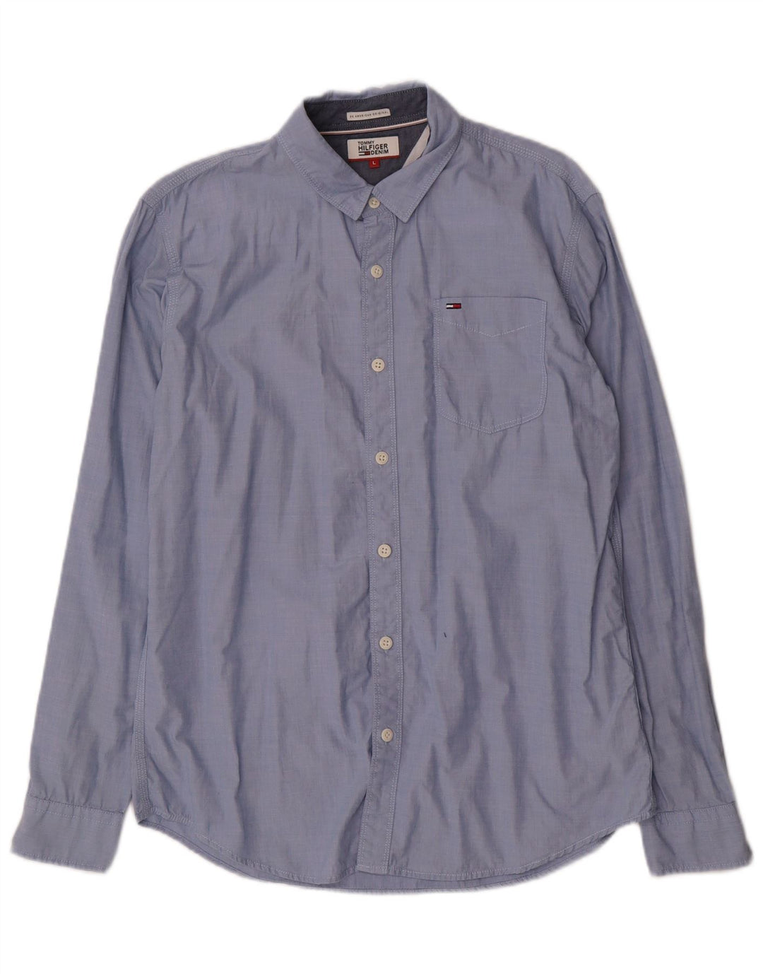TOMMY HILFIGER Mens Shirt Large Blue Cotton