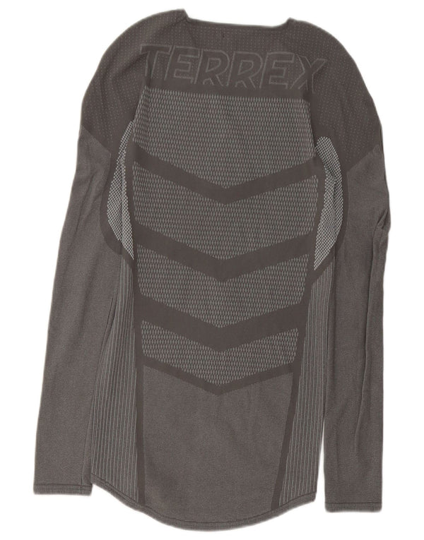 Adidas Mens Terrex Graphic Top Long Sleeve Medium Grey Geometric Polyester