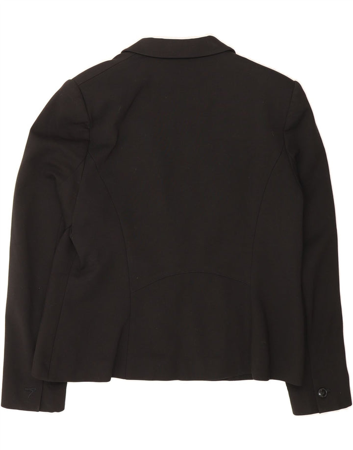JOHN LEWIS Womens 2 Button Blazer Jacket UK 14 Medium Black Acetate Vintage John Lewis and Second-Hand John Lewis from Messina Hembry 
