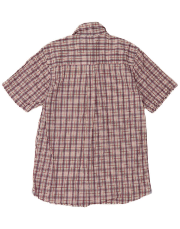 FRED PERRY Mens Short Sleeve Shirt Medium Red Check Cotton