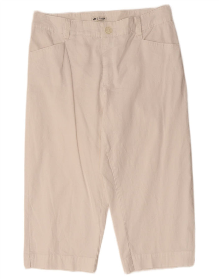 Lee Womens Tapered Capri Trousers US 12 Large W34 L19 White Cotton