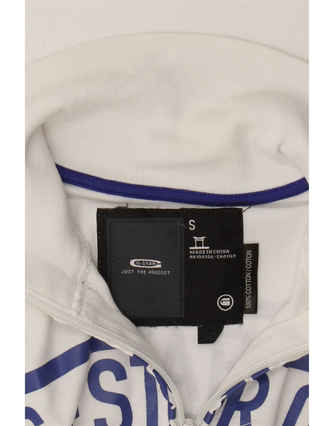 G-STAR Womens Graphic Tracksuit Top Jacket UK 10 Small White Cotton