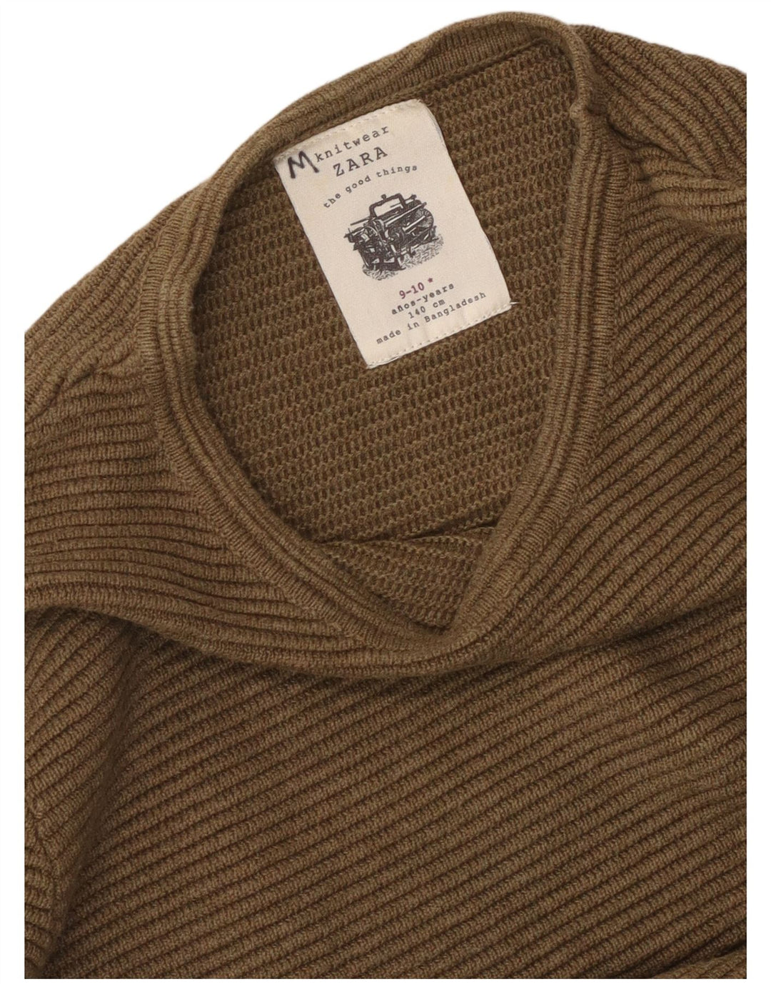ZARA Boys Crew Neck Jumper Sweater 9-10 Years Khaki