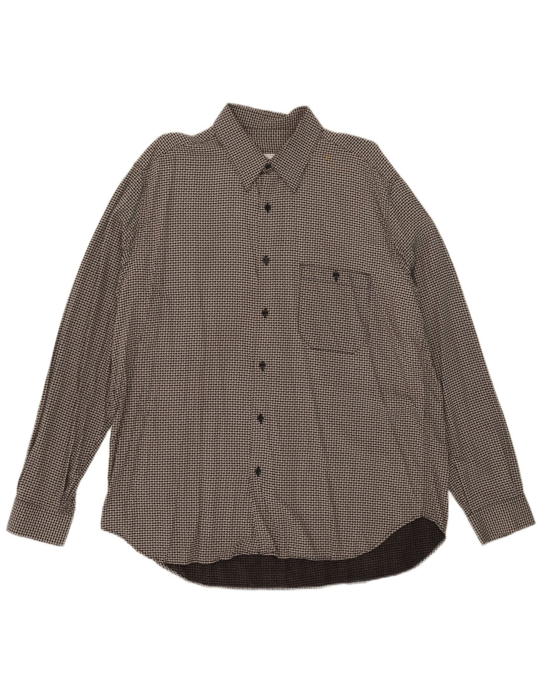 Vintage Mens Shirt Large Grey Houndstooth Viscose