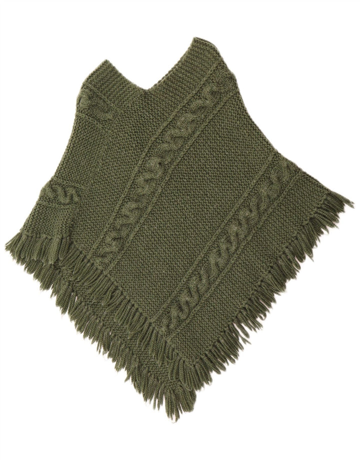 Vintage Womens Poncho Jumper UK 12 Medium Green