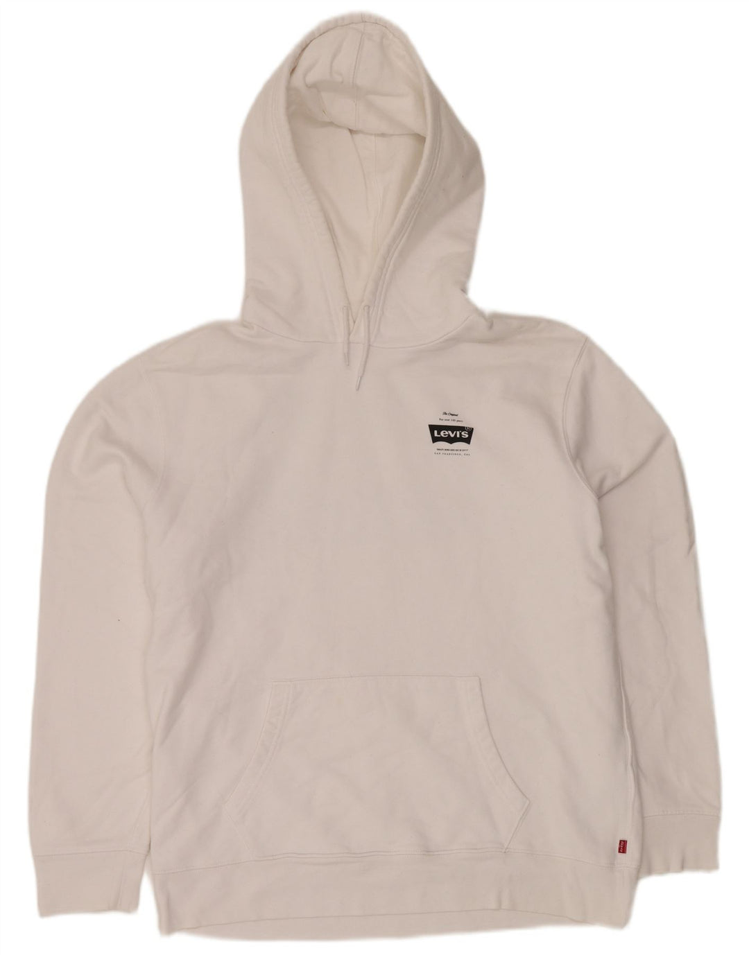 LEVI'S Mens Graphic Hoodie Jumper Large White Cotton