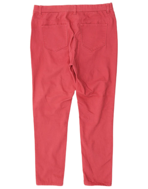 M&Co Womens Skinny Casual Trousers UK 14 Large W32 L27 Pink Cotton