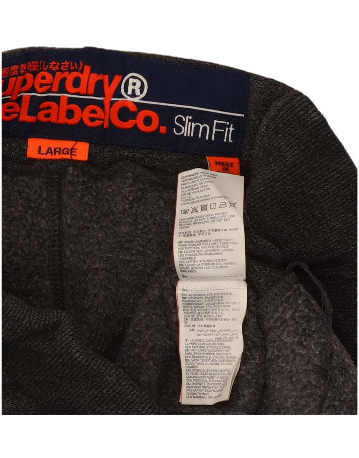 SUPERDRY Womens Slim Fit Tracksuit Trousers Joggers UK 14 Large  Grey
