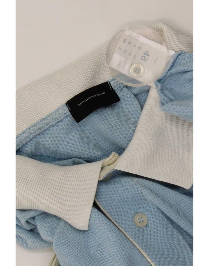 Sergio Tacchini Mens Polo Shirt IT 48 Medium Blue Colourblock Cotton