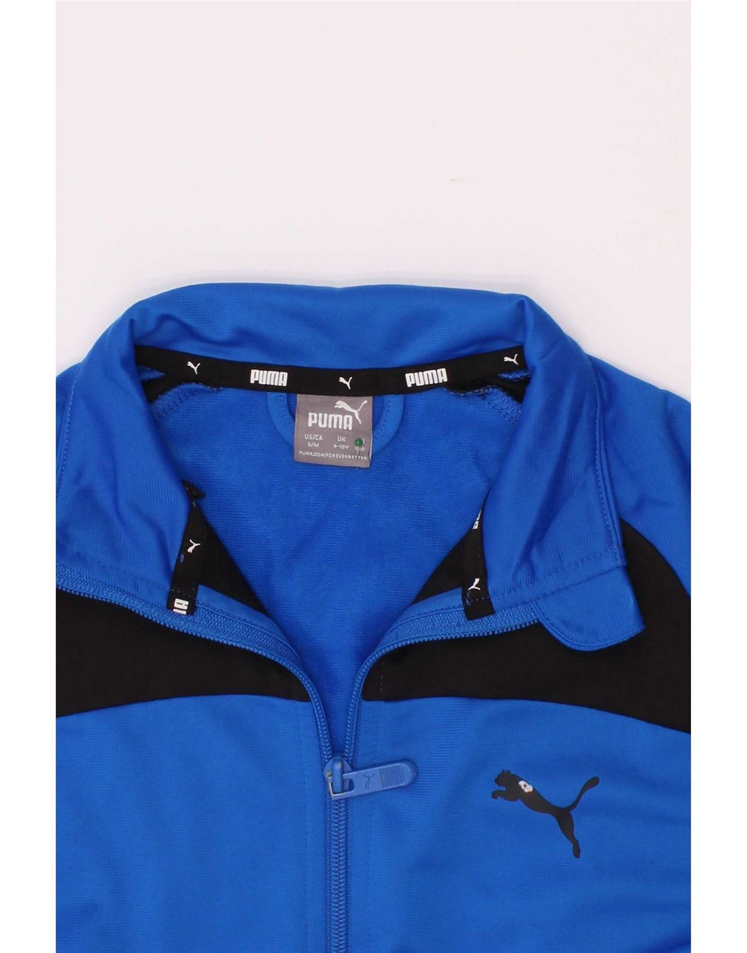 Puma Boys Tracksuit Top Jacket 9-10 Years Blue Colourblock Polyester