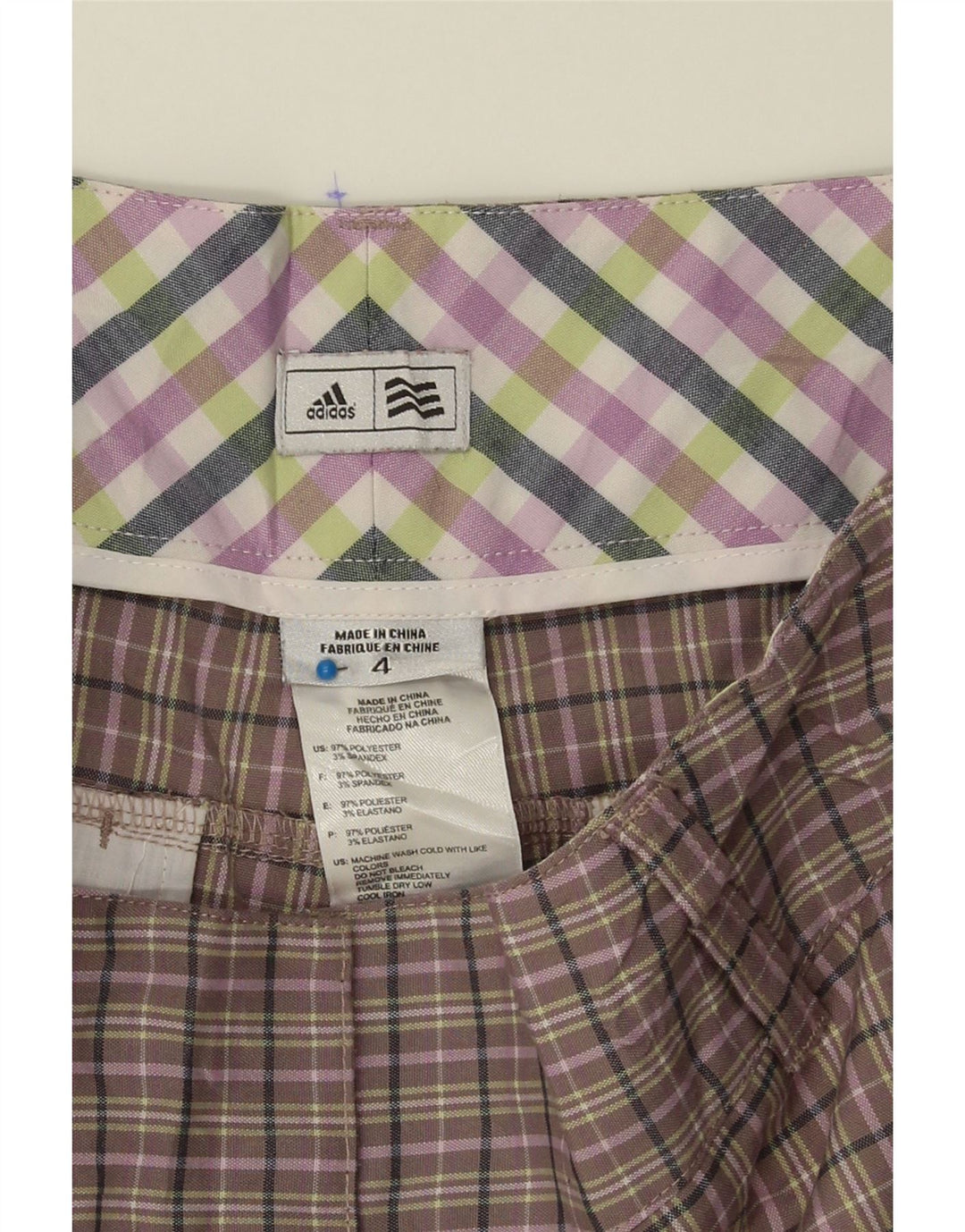 ADIDAS Womens Casual Shorts US 4 Small W30  Brown Check Polyester Vintage Adidas and Second-Hand Adidas from Messina Hembry 
