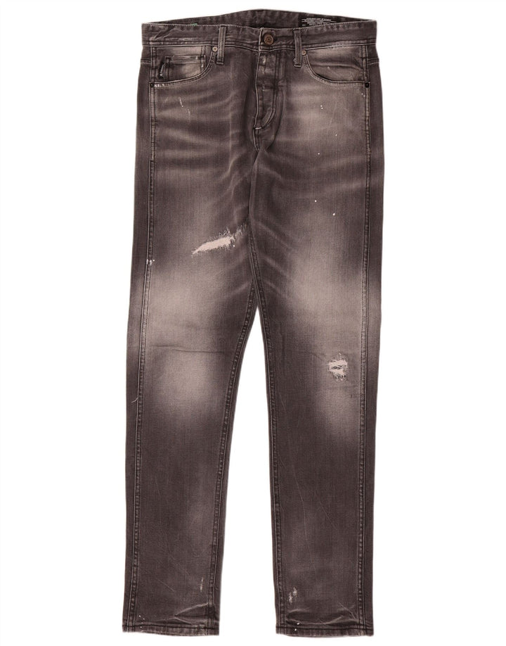 Jack & Jones Mens Distressed Slim Jeans W32 L33 Grey