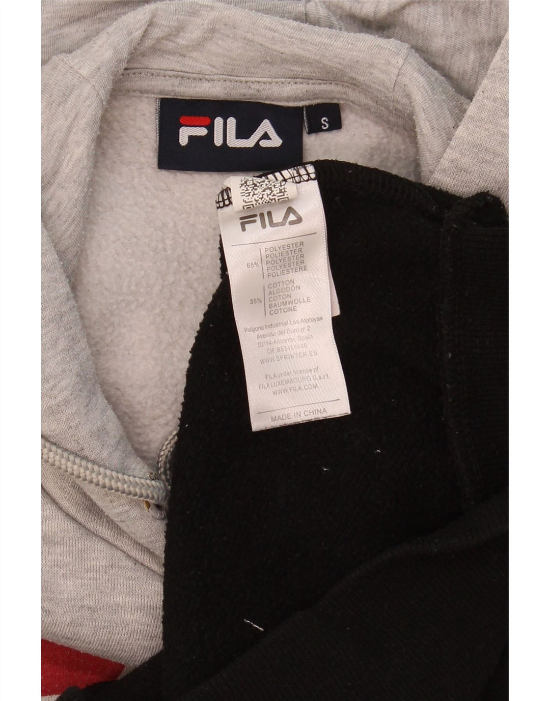 FILA Mens Graphic Hoodie Jumper Small Grey Colourblock Polyester Vintage Fila and Second-Hand Fila from Messina Hembry 
