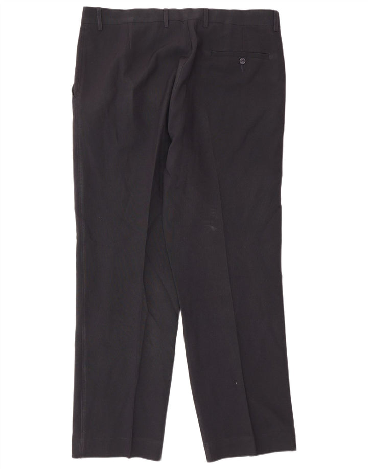 Marks & Spencer Mens Straight Suit Trousers W36 L31 Navy Blue Polyester