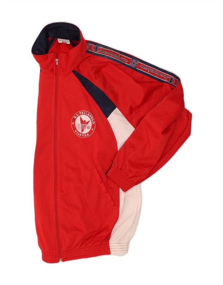 CHAMPION Mens Tracksuit Top Jacket Large Red Colourblock Polyester Vintage Champion and Second-Hand Champion from Messina Hembry 
