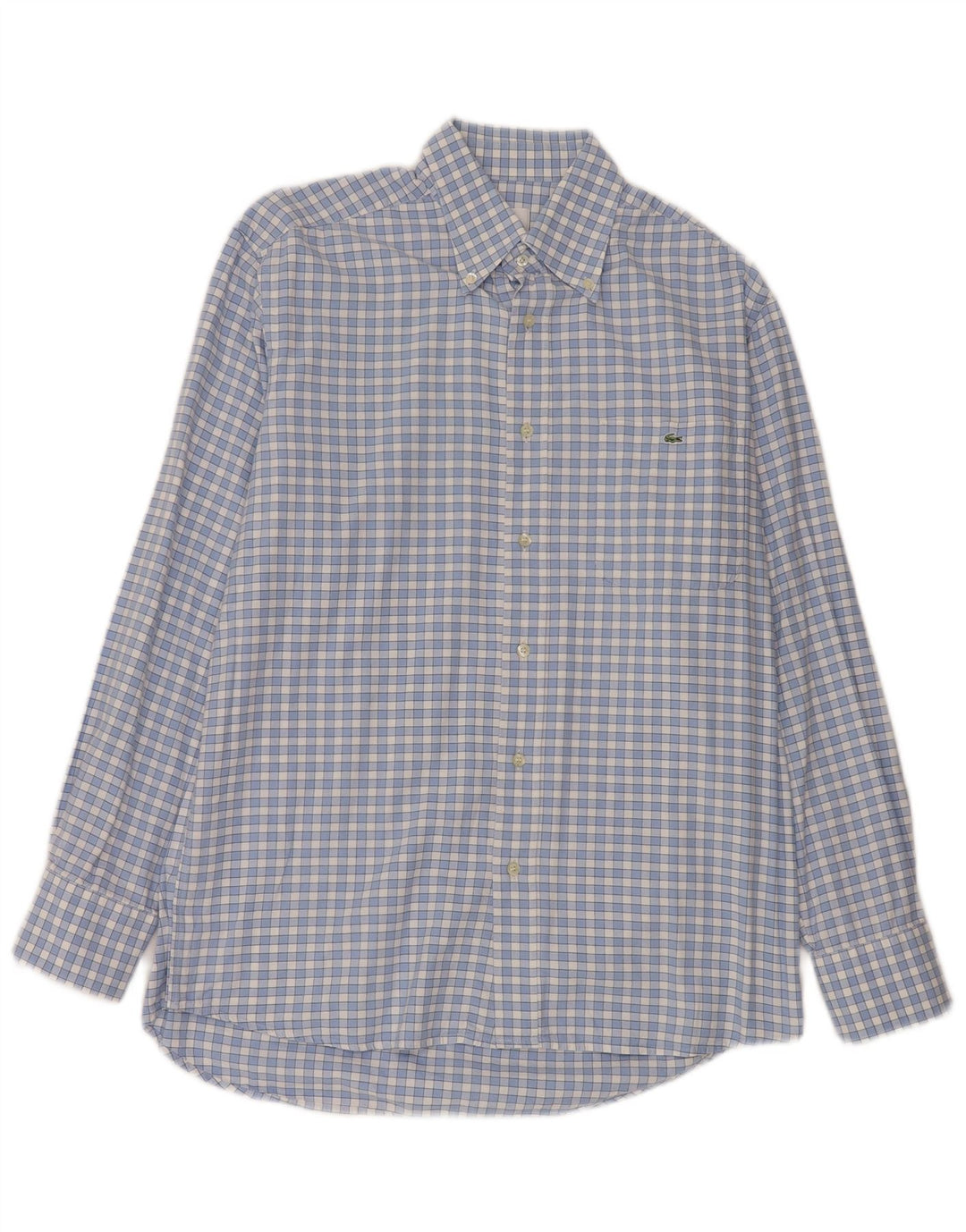 Lacoste Mens Shirt Size 40 Medium Blue Check Cotton