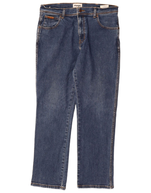 WRANGLER Mens Texas Straight Jeans W34 L30 Blue Cotton