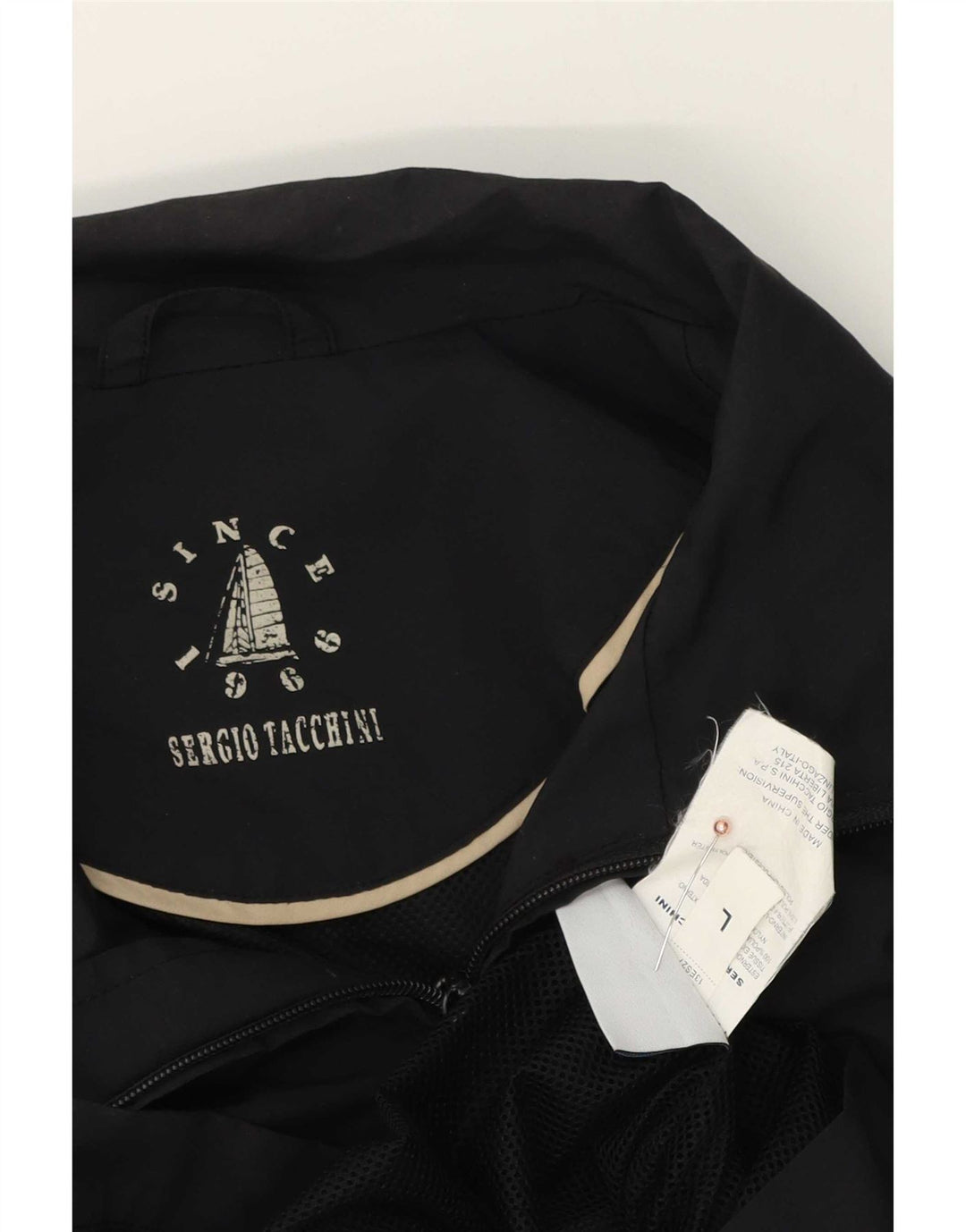 Sergio Tacchini Mens Bomber Jacket UK 40 Large Black Polyester