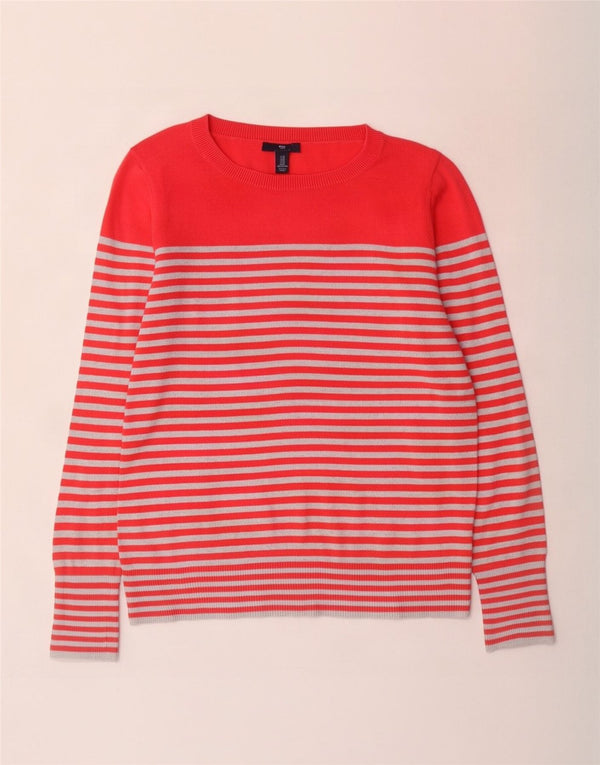 Gap Womens Boat Neck Jumper Sweater UK 14 Medium Red Striped