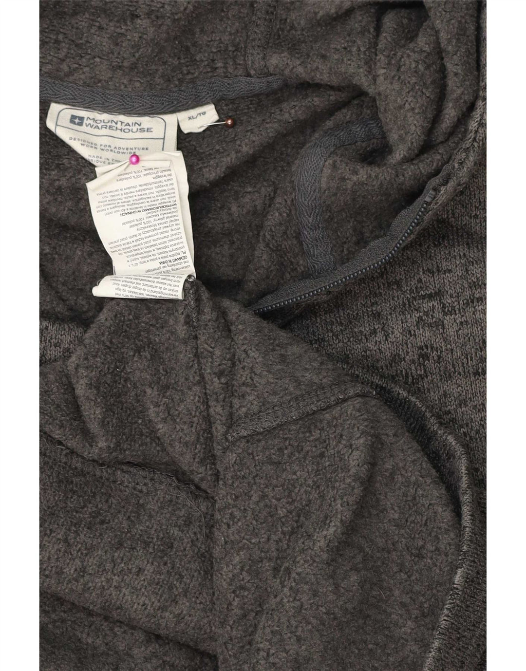 Mountain Warehouse Mens Zip Hoodie Sweater XL Grey Flecked Polyester