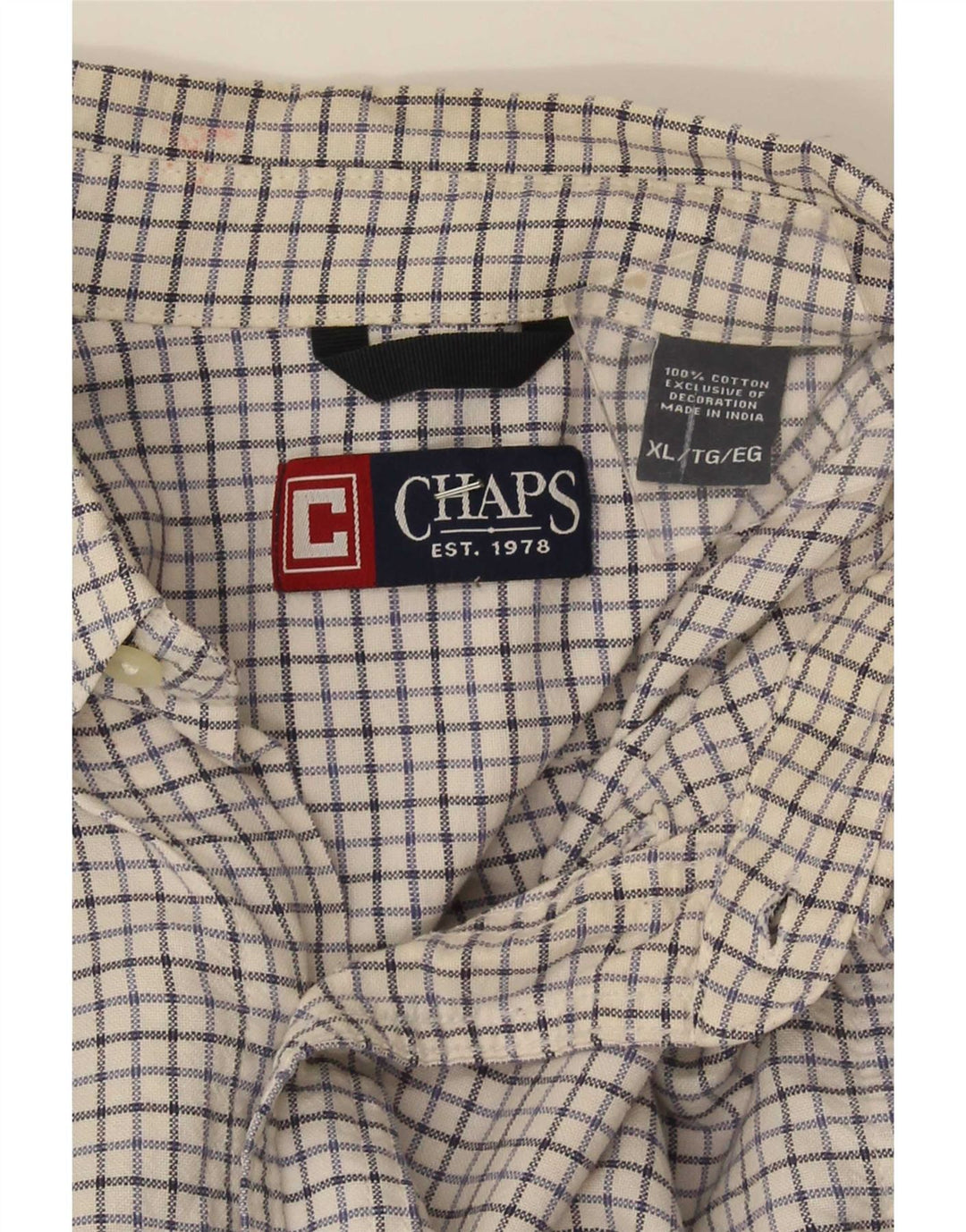 Chaps Mens Regular Fit Shirt XL White Check Cotton