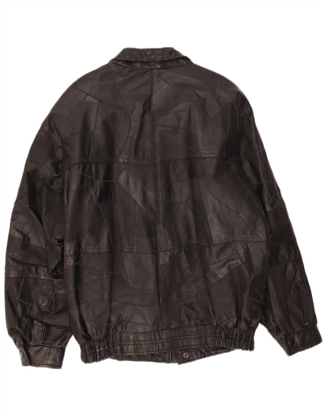Vintage Mens Leather Jacket UK 40 Large Black Patchwork