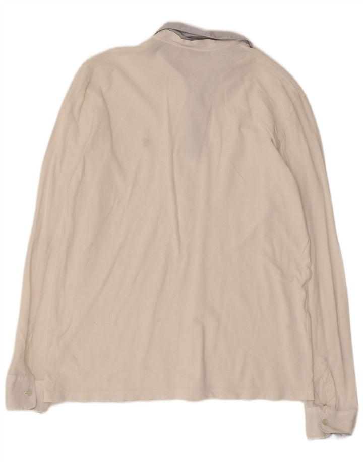 TRUSSARDI Womens Long Sleeve Rugby Polo Shirt UK 18 XL White Cotton