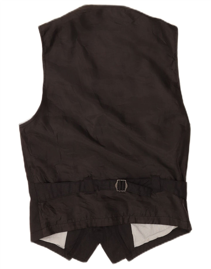 Zara Mens Waistcoat XS Black Pinstripe Polyester