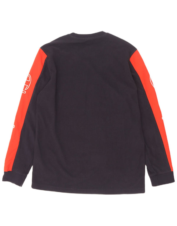 Champion Mens Graphic Fleece Jumper XL Navy Blue Colourblock Polyester