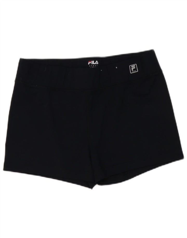 FILA Womens Sport Shorts UK 14 Large  Navy Blue Polyester